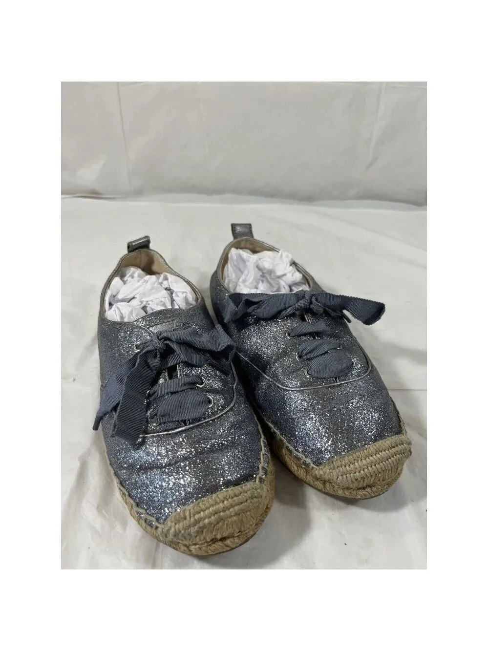 COACH Ramira Blue Glitter Jute Lace Up Sneakers Women’s 6 B Casual Flats Shoes